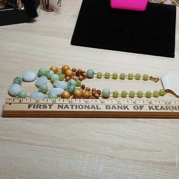 NWT Sonoma Life+Style Chunky Green Blue Beaded Layered Necklace Jewelry #90 - Picture 4 of 9